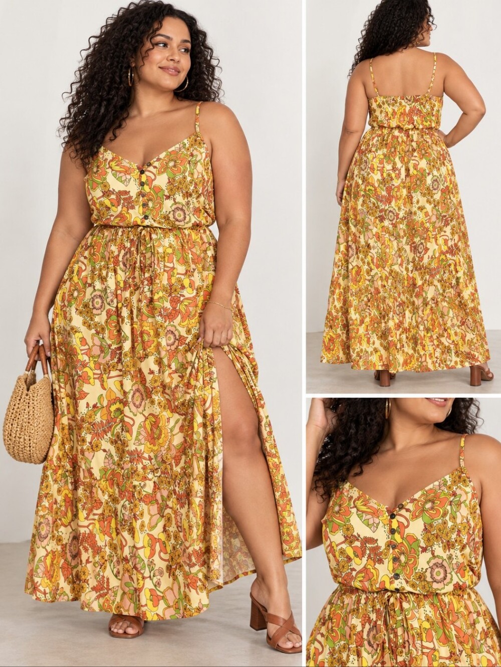 💖 2/$40 Rusttydustty Yellow Floral Maxi Dress